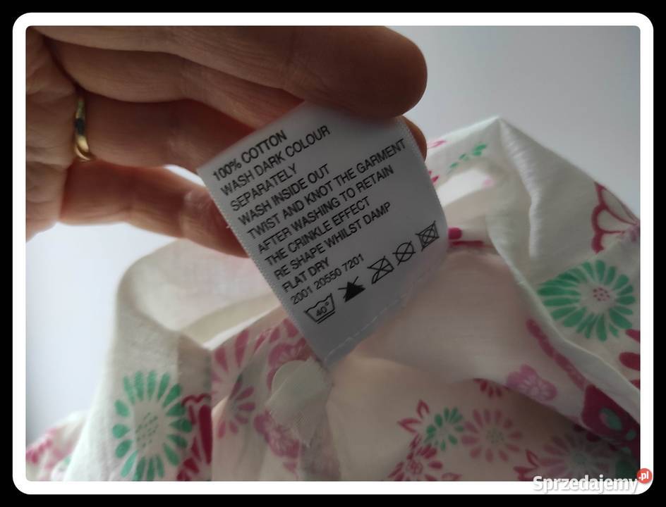 Koszula lekka biała w kwiaty 42 XL mgiełka biały Płock