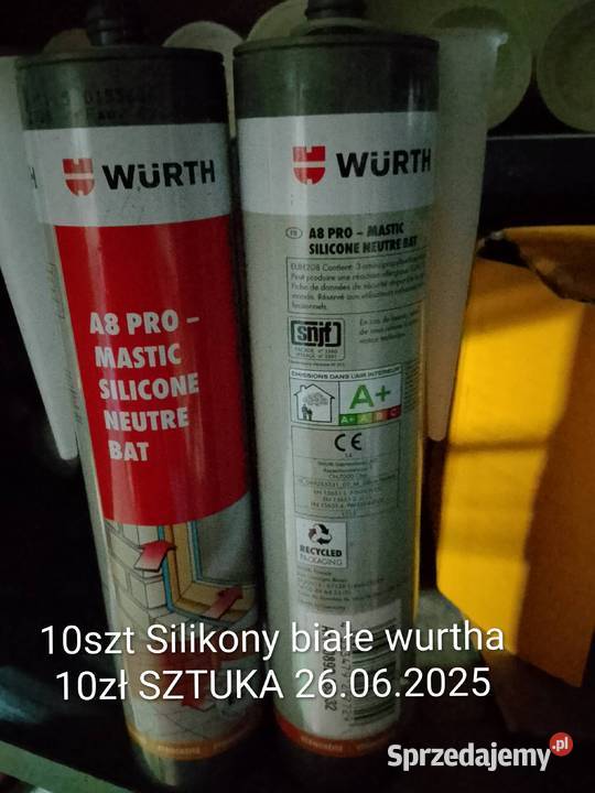 Silikony uszczelniające WURTHA Białe SZTUKĘ sprzedam