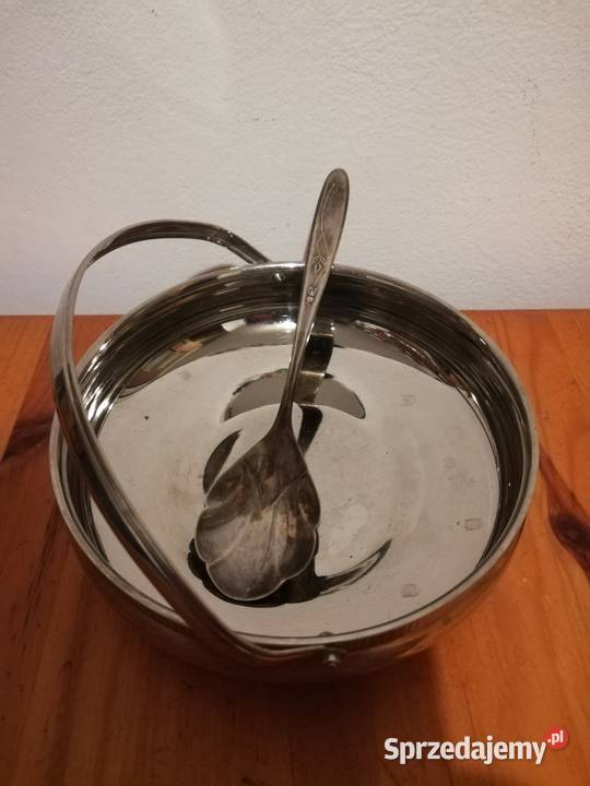 Stara cukiernica platerowana z łyżeczką Warszawa