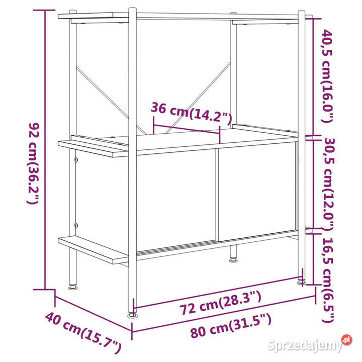 Regał z szafką 80x40x92 stal i materiał Warszawa sprzedam