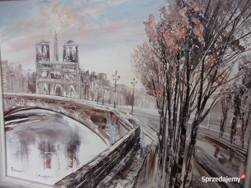 Katedra Notre Dame w Paryżu Jeśień obraz olejny