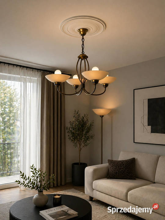 Komplet lamp mosiężnych vintage żyrandol Łańcut