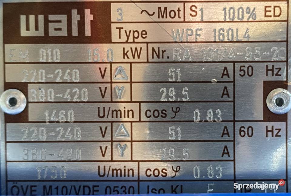 silnik elektryczny 15kW 1460obr 3fazowy Pigża