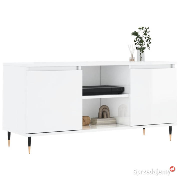 Szafka pod TV biała wysoki połysk 104x35x50 mazowieckie Warszawa