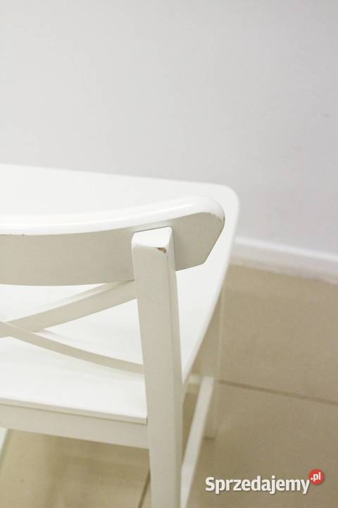 Krzesło barowe IKEA INGOLF białe lite drewno Krzesła