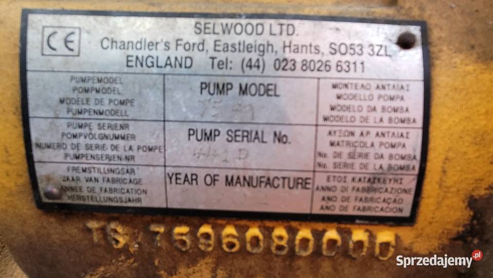 Motopompa SELWOOD samozasysającą silnik Yanmar świętokrzyskie Nowy Korczyn