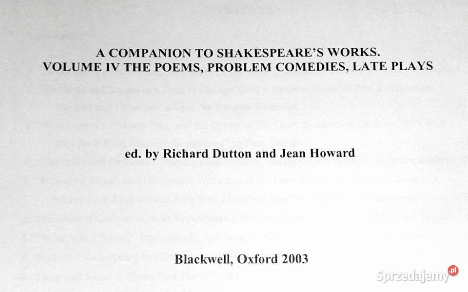 A Companion to Shakespeares Works Volume IV The Chełm