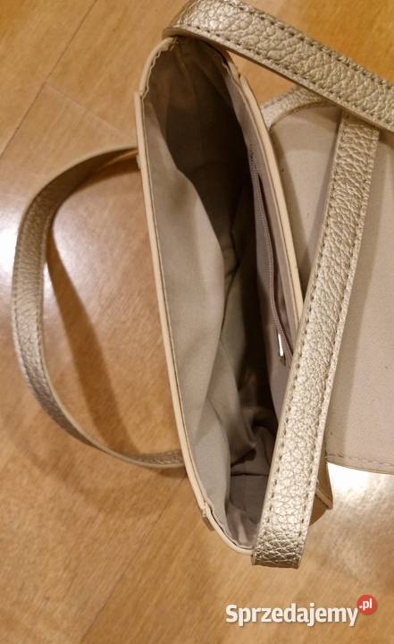 Wizytowa TOREBKA mała złota okrągła ecoskóra Na ramię