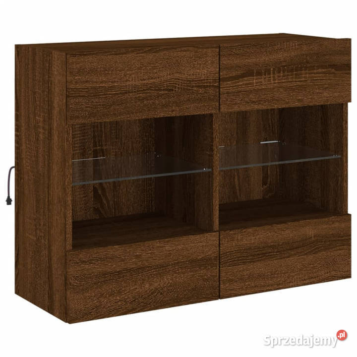 Ścienna szafka TV z LED brązowy dąb 785x30x605 Warszawa