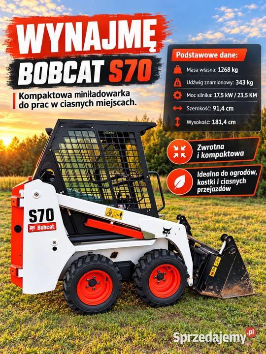 Wynajem miniładowarki BOBCAT S70 z mini Krzeszów