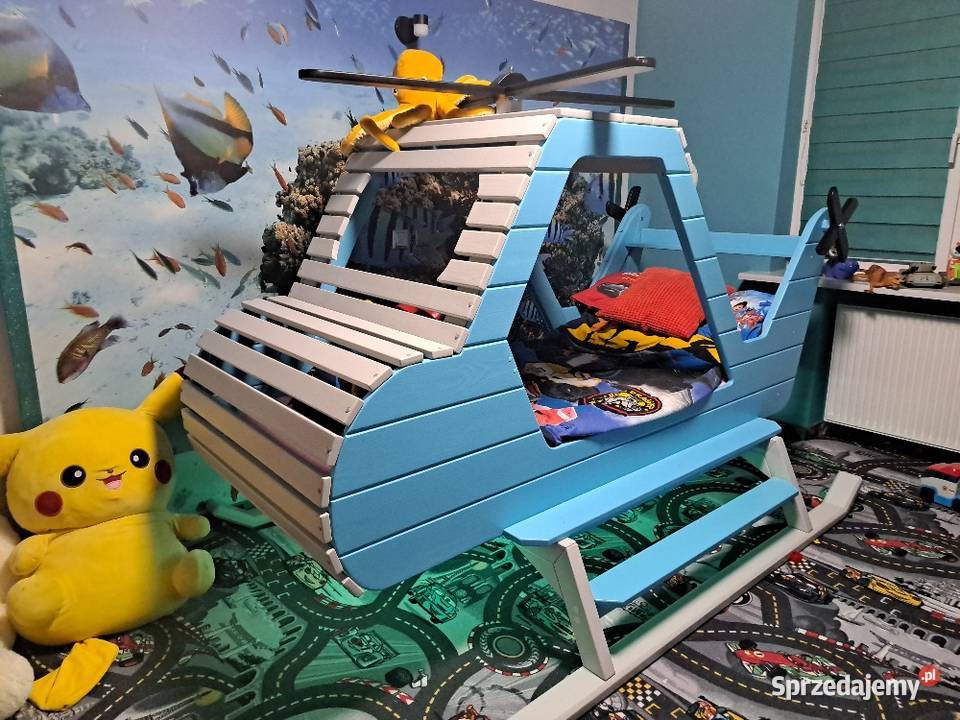 Łóżeczko łóżko drewniane helikopter LED RATY 200cm