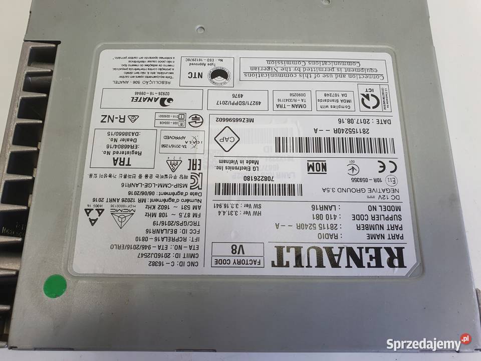 Renault Talisman RADIOODTWARZACZ CD Radio Rudka