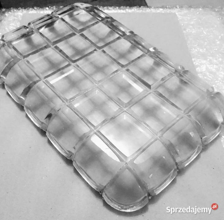 Patera grawerowana szklana Wczesny PRL Kielce