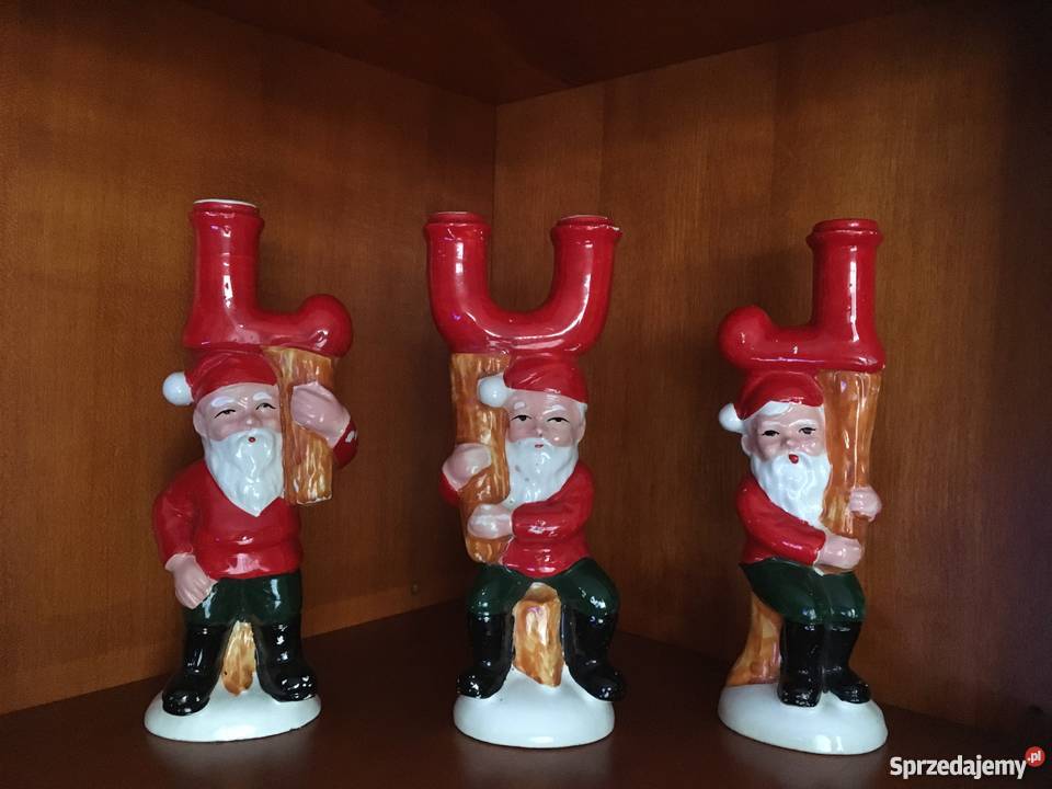 Świeczniki krasnoludki szklane Komplet 3 śląskie Katowice sprzedam