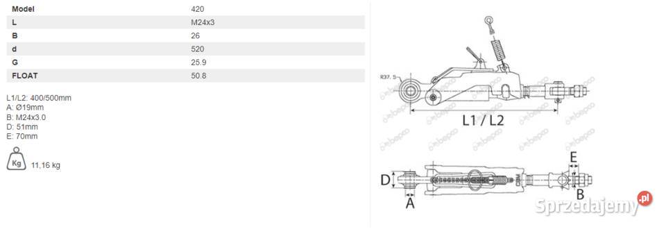Stabilizator boczny John Deere 6810 6910 5620 Części zamienne małopolskie Kraków