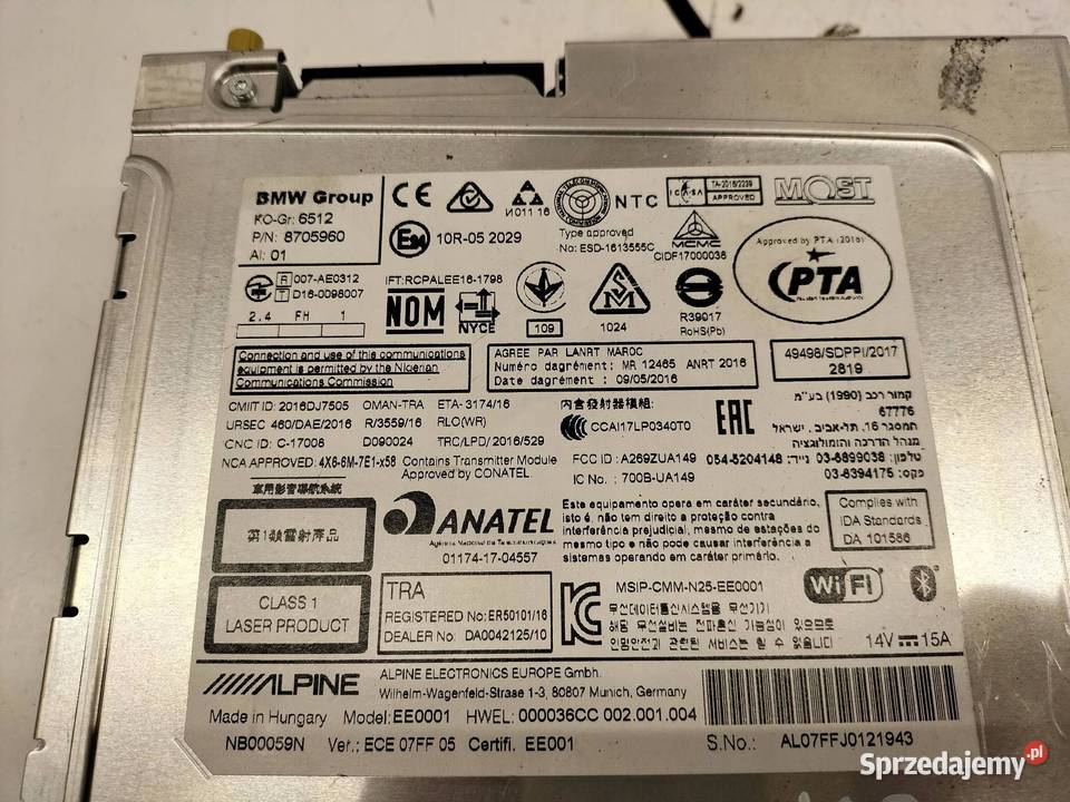 RADIO ALPINE 8705960 Bmw Seria 3 VI 2011 2018