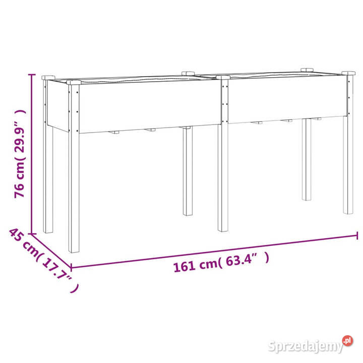 Kwietnik z wyściółką brązowy 161x45x76 drewno sprzedam