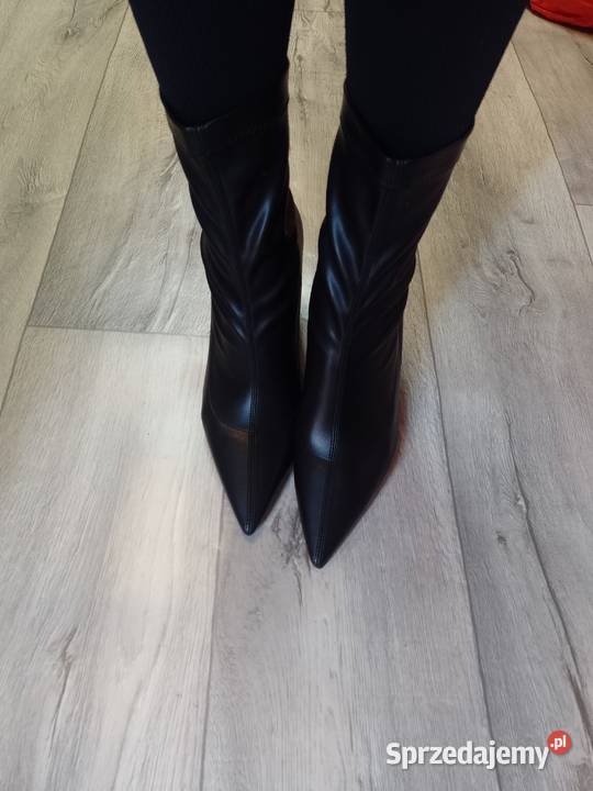 4142 Czarne Biznesowe Botki wieczorowe na