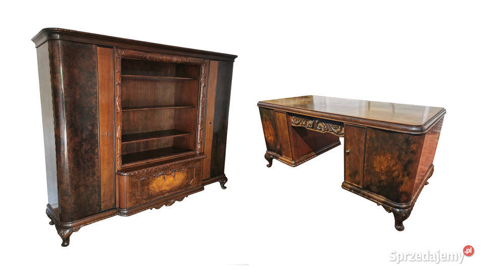 Komplet mebli gabinetowych z 1930 roku biurko Wrocław