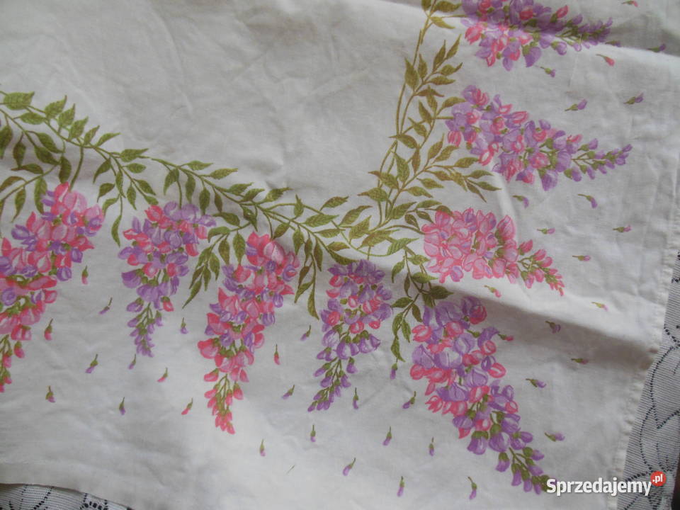 Obrusik lniany w łubiny PRL Kielce