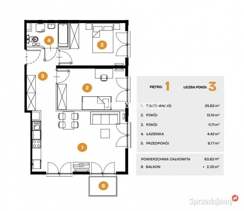 Mieszkanie 6382m2 3 pokojowe Kraków sprzedam