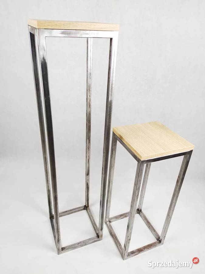 Stojak kwietnik metalowy 100 z blatem loft Akcesoria meblowe