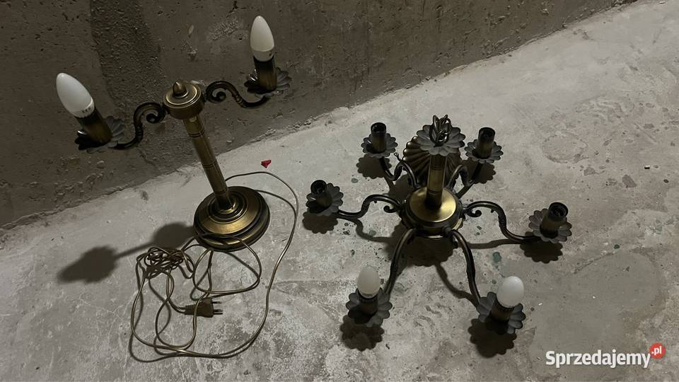 Żyrandol i lampka ciemno złoty kolor Częstochowa