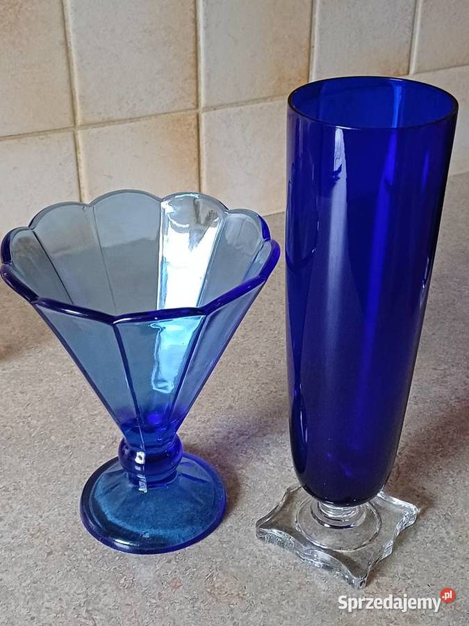 vintage kobaltowe szkło Porcelana i szkło Nowy Targ sprzedam
