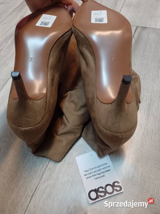 40 ASOS Design Beżowe Kozaki wieczorowe z tkanina Kraków