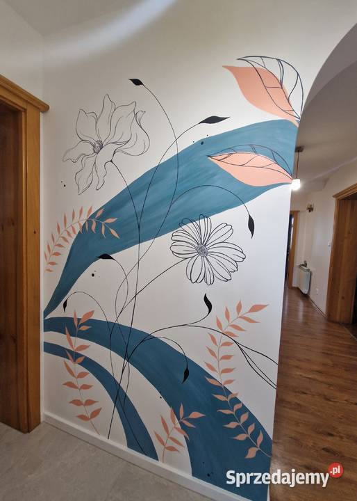 Artystyczne malowanie ścian fraffiti kwiaty