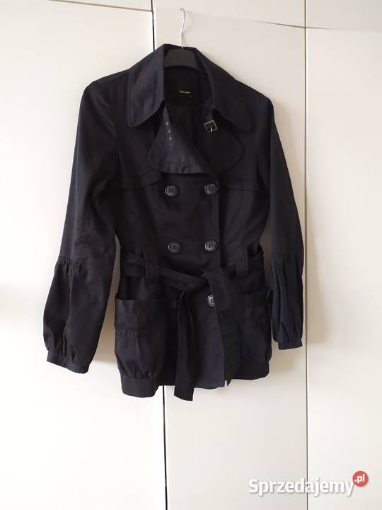 Trencz czarny płaszcz dwurzędowy 38 M Vero Moda Bez wzoru Koszalin