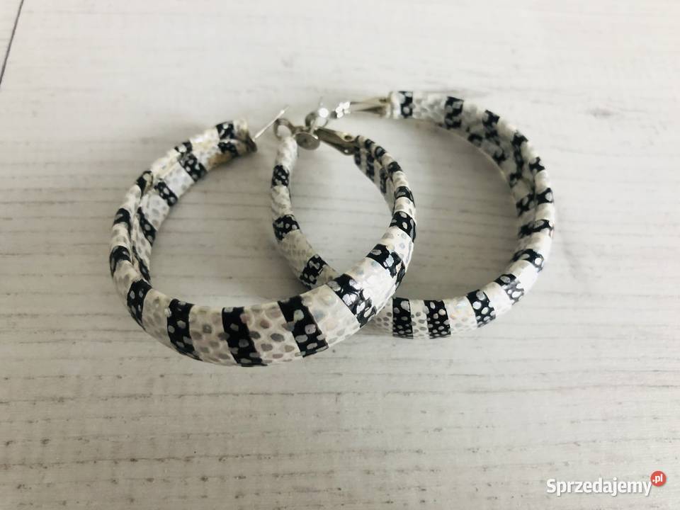 NOWE Kolczyki klipsy biało czarne bransoletka Łódź