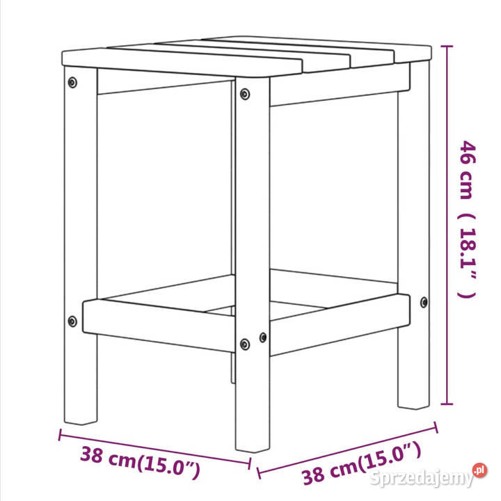 Stolik ogrodowy Adirondack biały 38x38x46 HDPE Meble ogrodowe