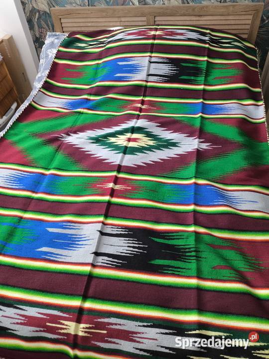 Kilim wełna ludowy folka narzuta prl świętokrzyskie Starachowice