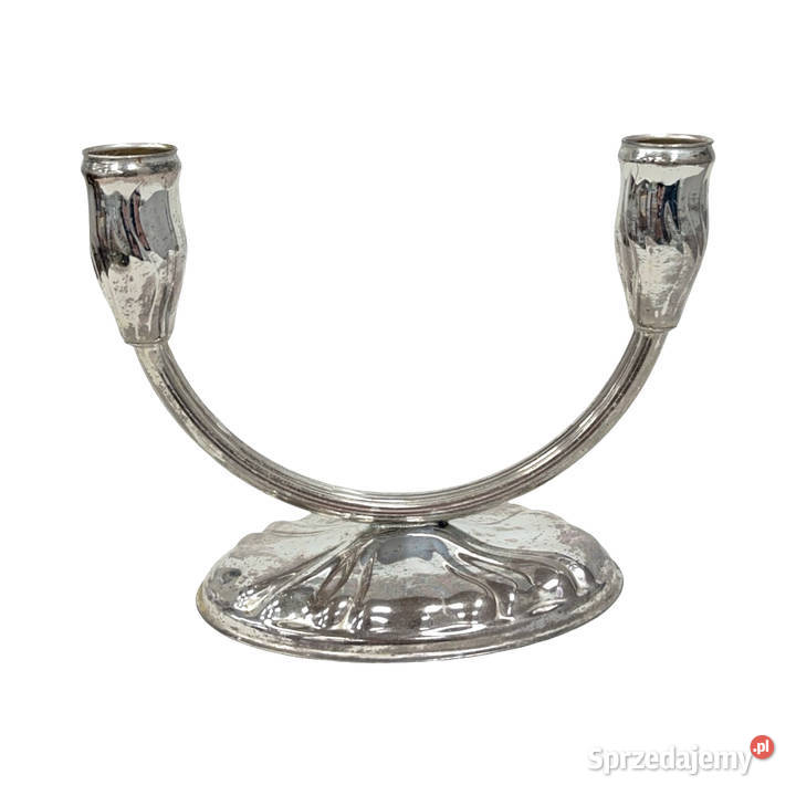 Świecznik Art Deco dwuramienny plater Antyki Warszawa sprzedam
