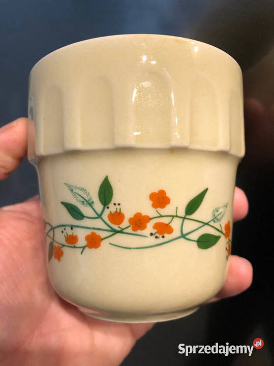 Kubki barowe PRL Tułowice koloru beżowego zestaw Kielce