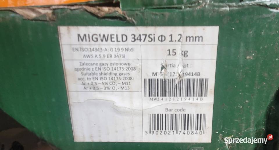 Drut spawalniczy Migweld 347Si 12mm 15 Dąbrowa Górnicza sprzedam