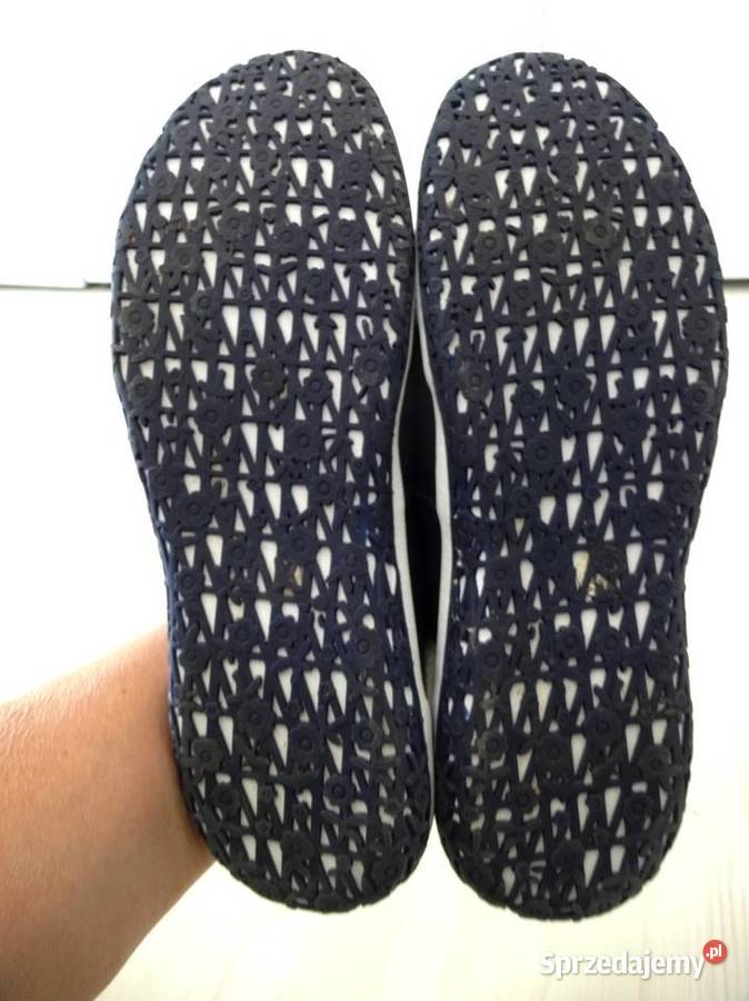 Buty Skórzane Naturalna Skóra Granatowe Łomża