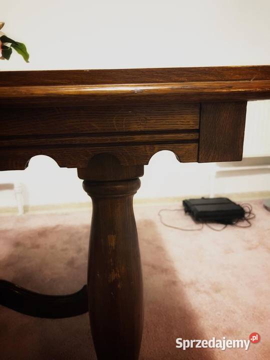 Stół antyk prostokątny rzeźbiony drewno ciemny mazowieckie Siedlce