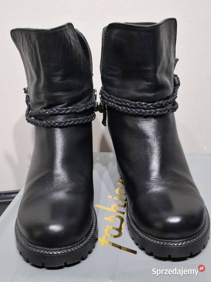 Botki damskie 38 czarne skórzane Kraków