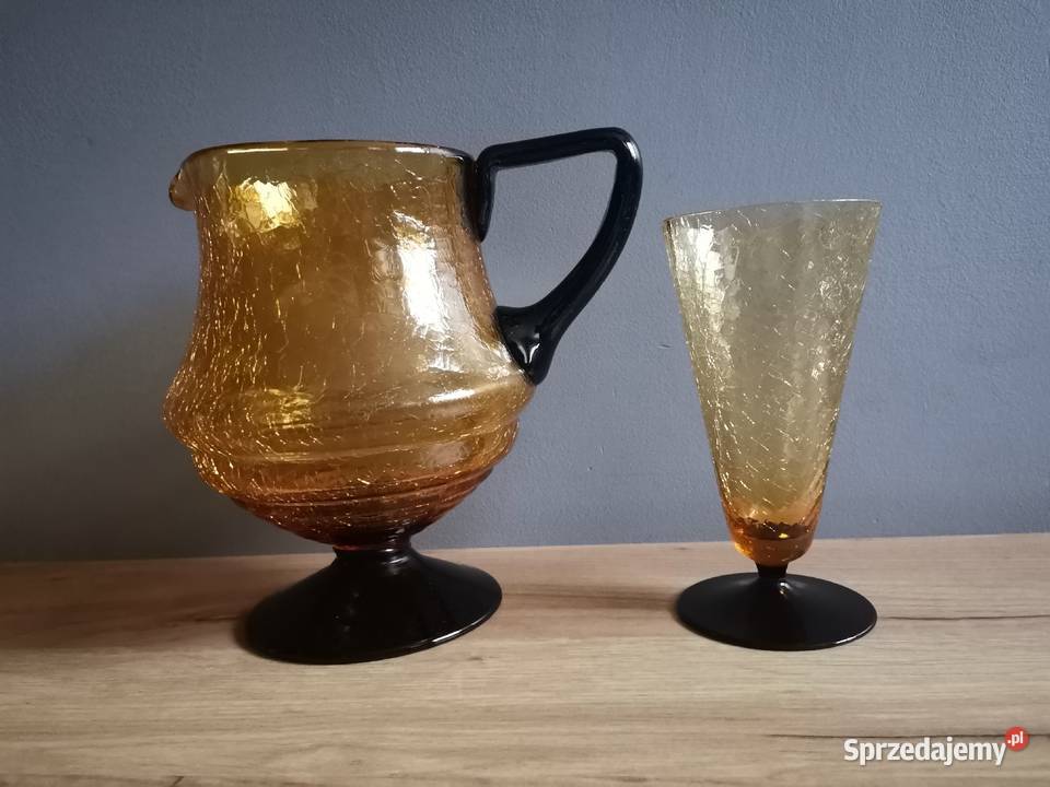 Stary dzbanek i kielich szkło Art Deco