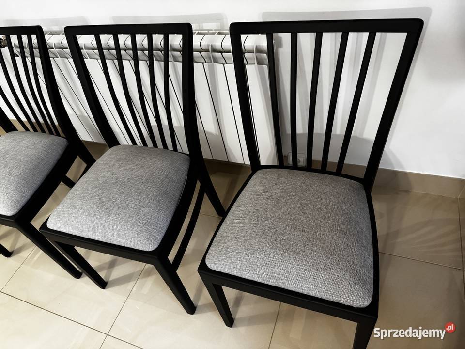 Krzesła 4 art deco stylowe renowacji czarne Sulbiny