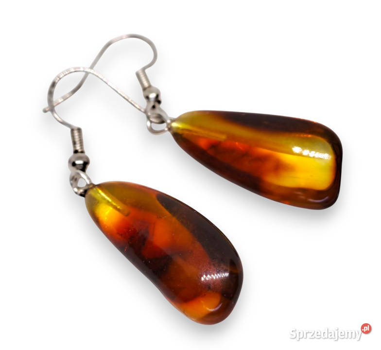 Kolczyki z BURSZTYNU bursztyn bałtycki bryłki mazowieckie Warszawa