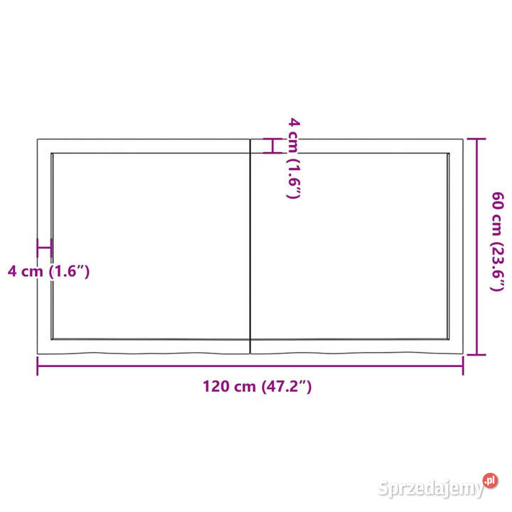 Blat stołu ciemnobrązowy 120x60x26 lite drewno Warszawa