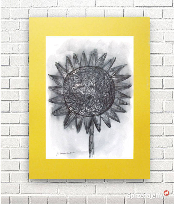 nowoczesna grafika szaro żółta skandynawski styl Kraków sprzedam