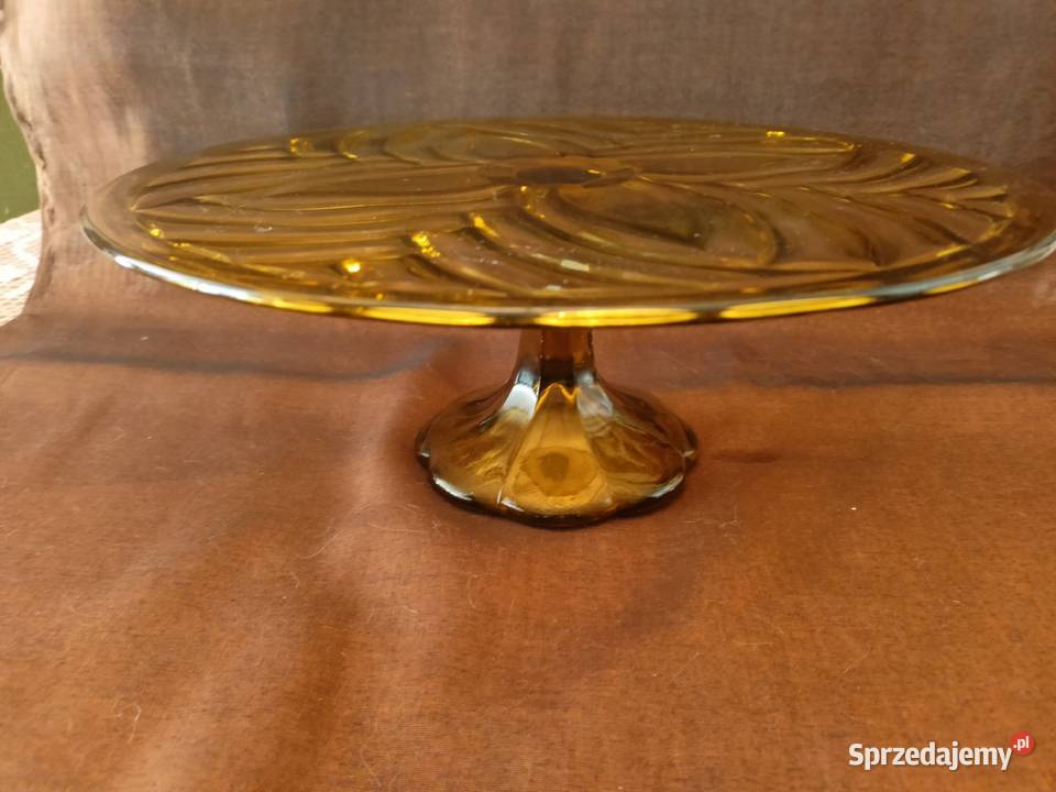 Piękna patera na tort miodowa 325 Porcelana i szkło śląskie Mikołów sprzedam