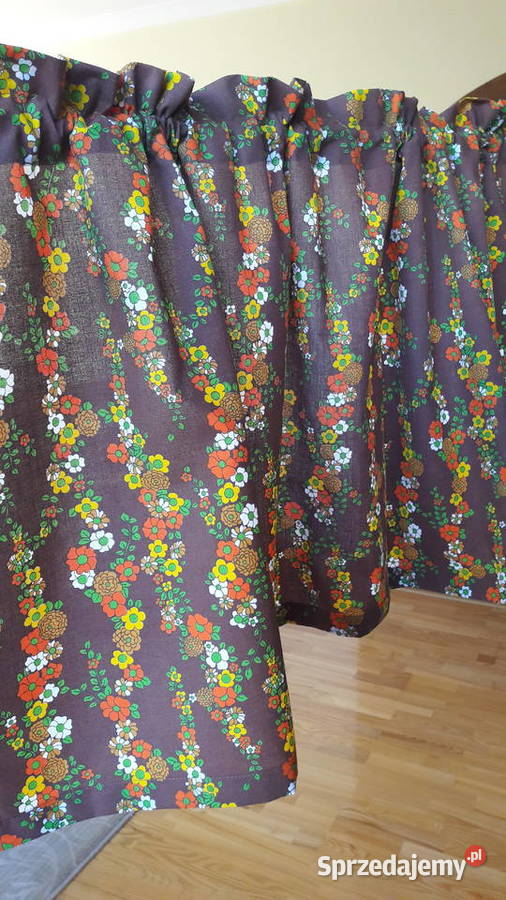 Bawełniana zazdrostka brąz kwiatki folklor 132 x Radom sprzedam