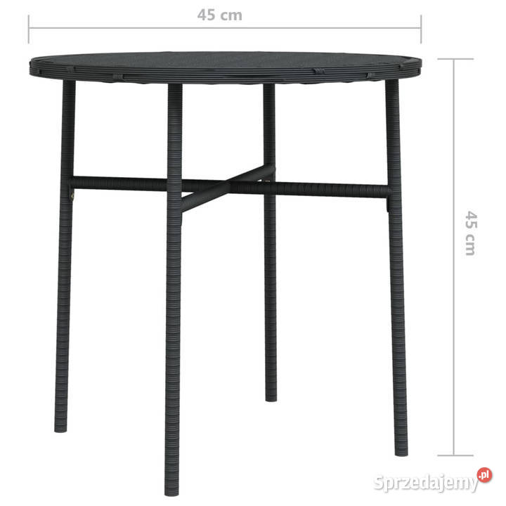 Stolik herbaciany czarny 45 polirattan WM317174 Warszawa