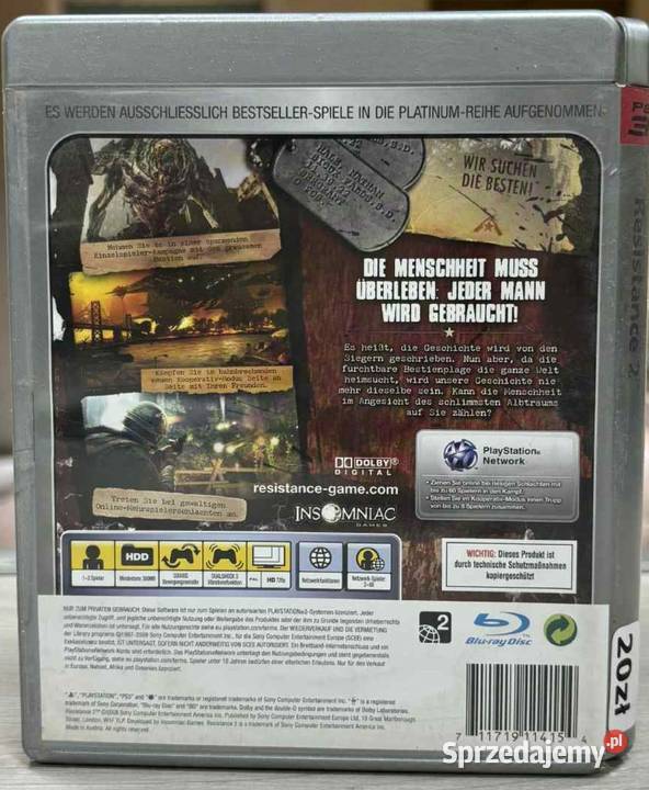 Resistance 2 PlayStation 3 warmińsko-mazurskie Elbląg