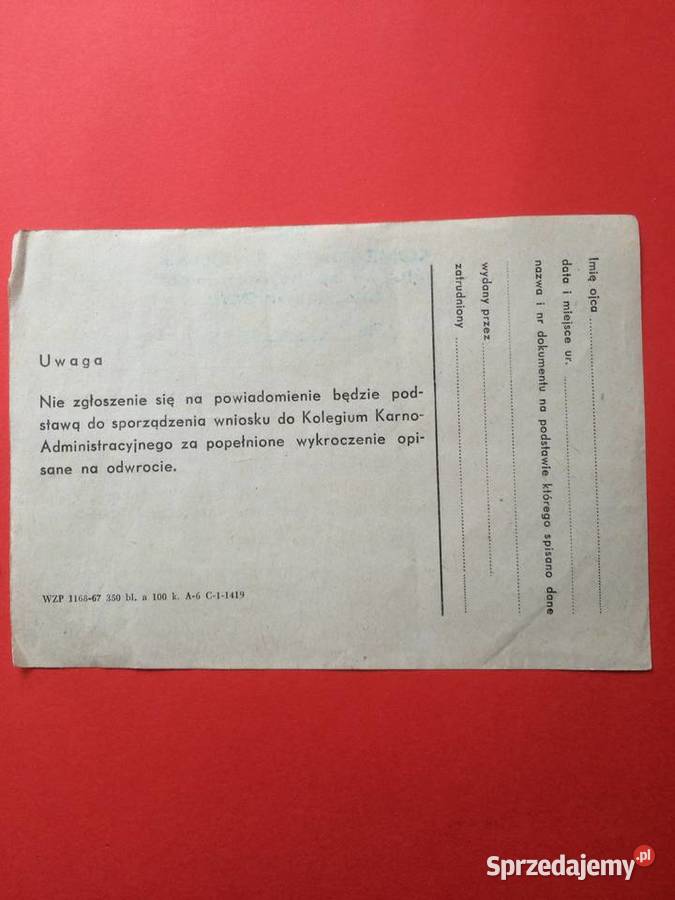 2541 Wezwanie Milicji Obywatelskiej zachodniopomorskie Szczecin sprzedam